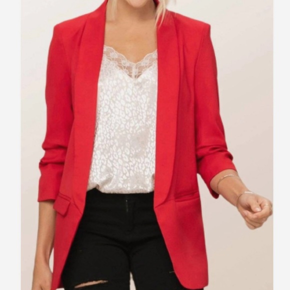 NWOT Meduim Relaxed Fit Open Red Blazer - Picture 12 of 14